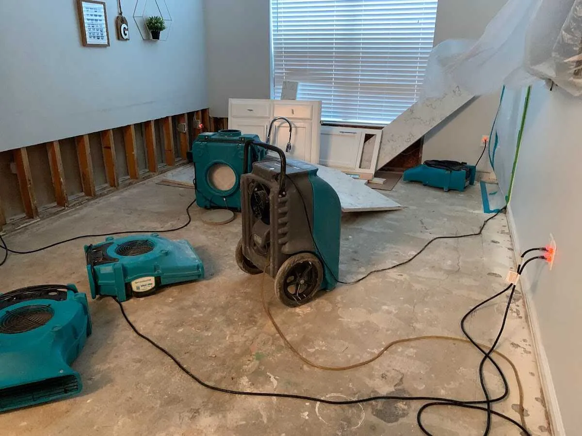 Dehumidifier in flood-cut room for Water Extraction & Removal in Fort Madison